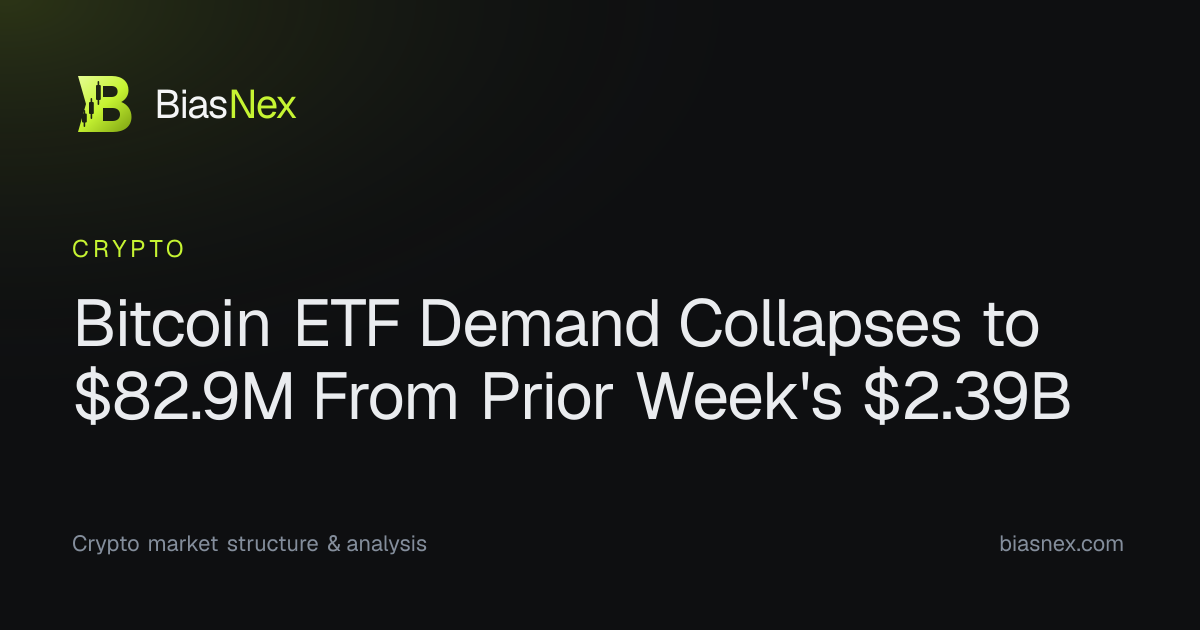 Cover image: US Bitcoin ETF Inflows Stall at $82.9 Million After $2.39 Billion Week